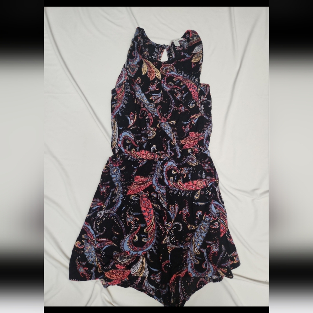 Miami women's size large blue paisley romper #P02